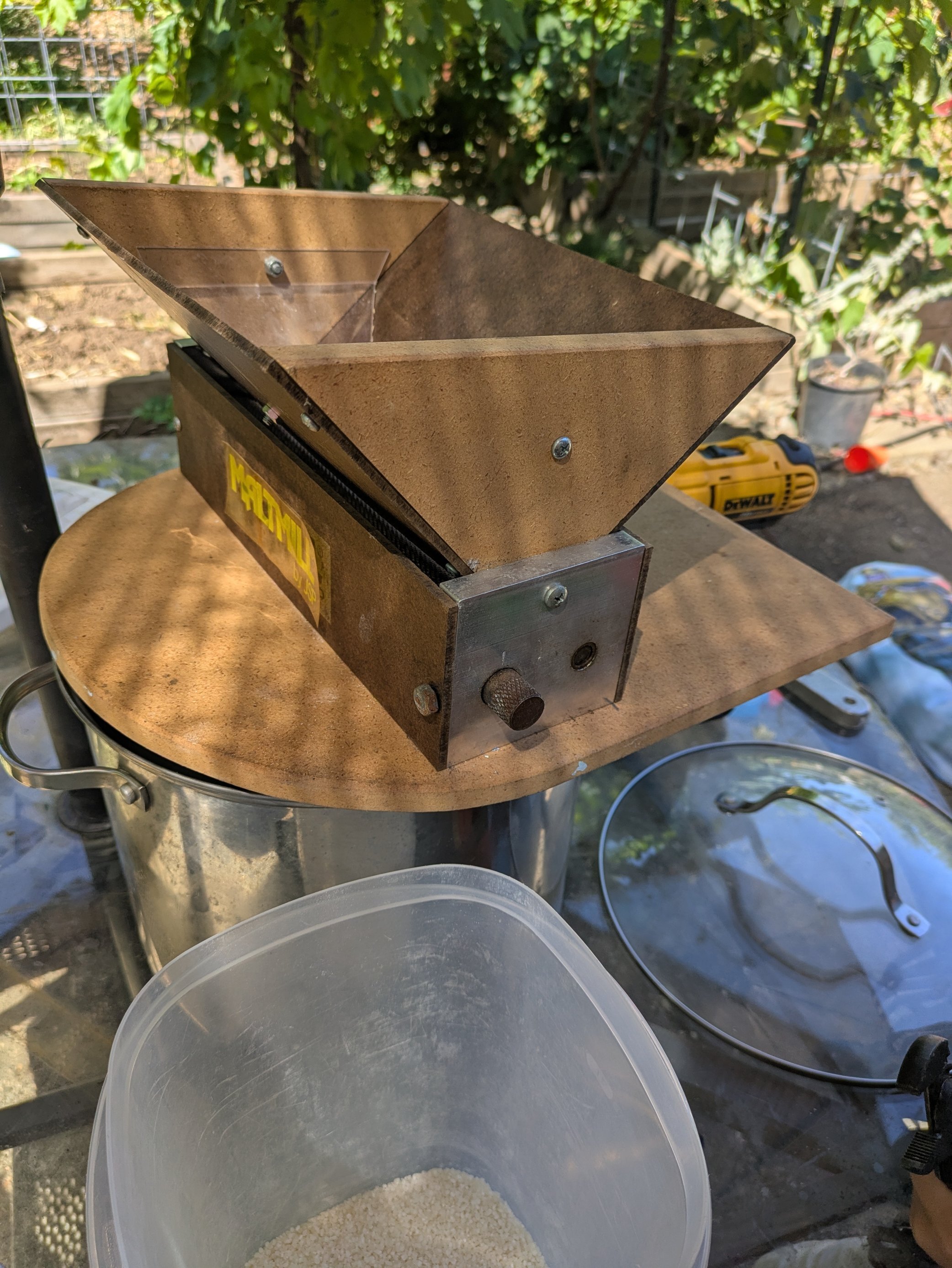 Used grain mill on table