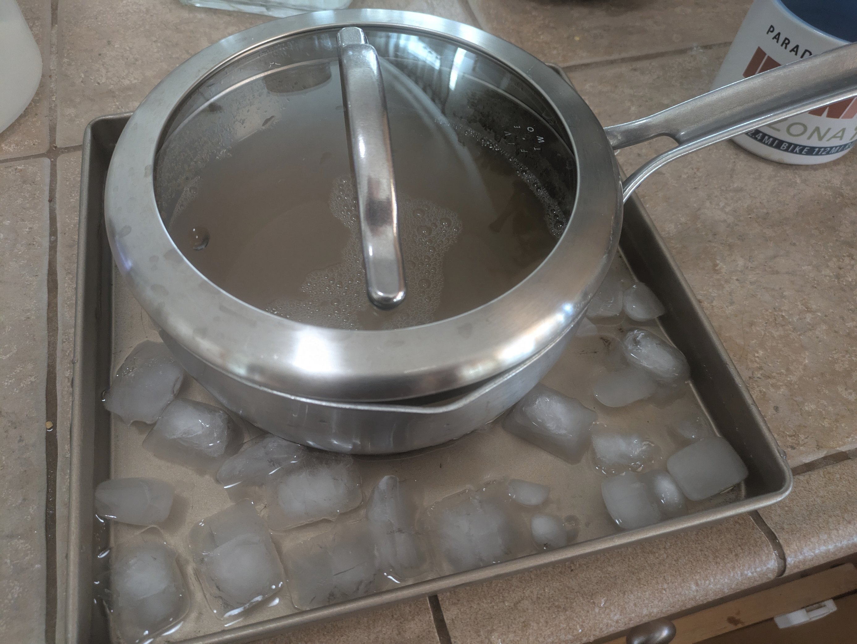 Cold crashing the wort in an ice bath